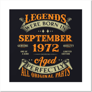 51st Birthday Gift Legends Born In September 1972 51 Years Old Posters and Art